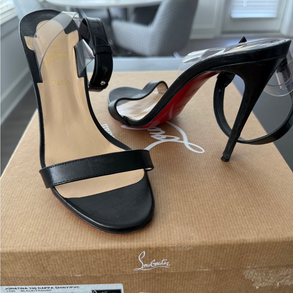 Christian Louboutin Black Sandals with Red Soles